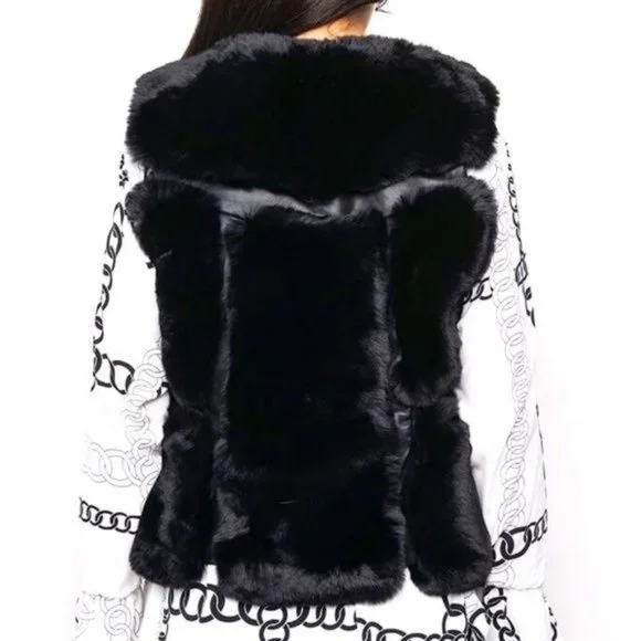 Miz Vegan: Fur & Leather Trimmed Vest - Picture 7 of 16